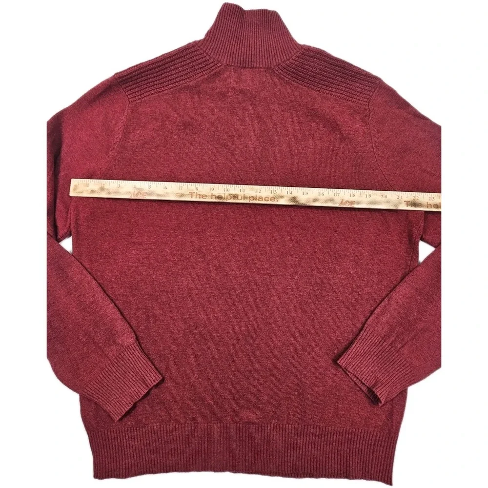 BANANA REPUBLIC Merino‎ Wool Garnet Red Mens L Mock Neck Button & Zipper Close